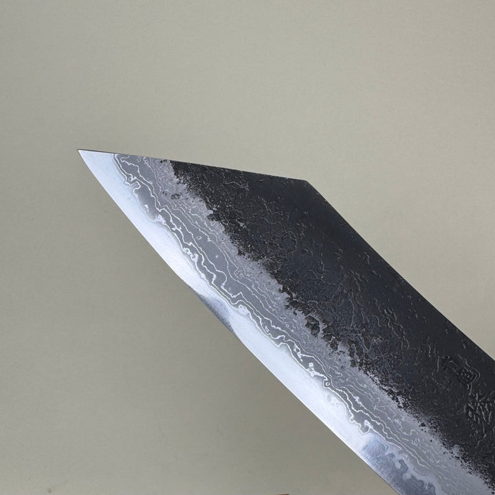 Mutsumi Honoura Blue Super Kurouchi Suminagashi Hakata Knife 180mm - Community Cutlery