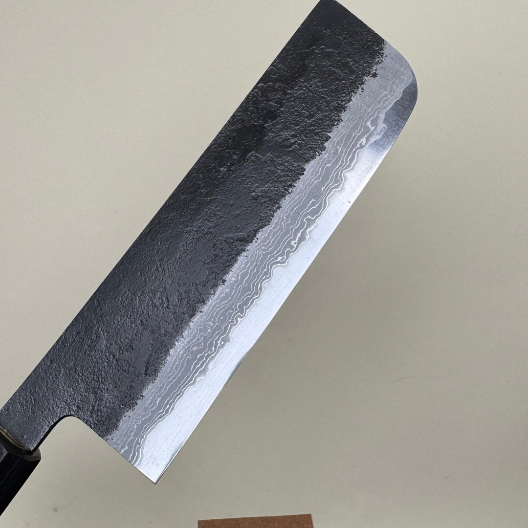 Mutsumi Honoura Blue Super Kurouchi Suminagashi Nakiri Knife 165mm - Community Cutlery