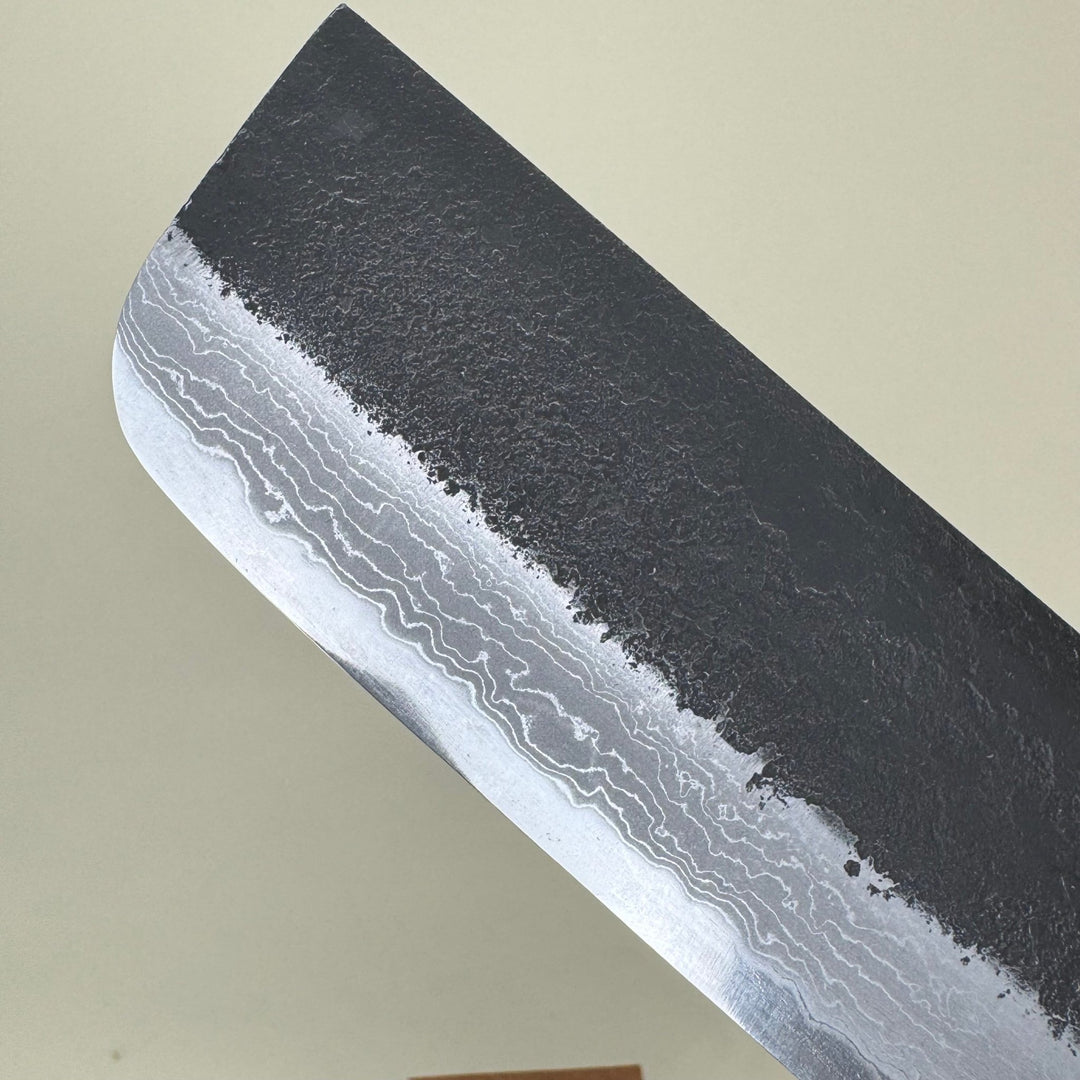 Mutsumi Honoura Blue Super Kurouchi Suminagashi Nakiri Knife 165mm - Community Cutlery