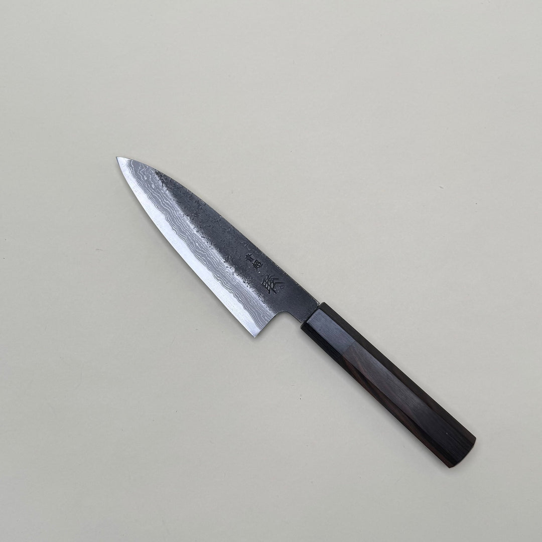 Mutsumi Honoura Blue Super Kurouchi Suminagashi Petty Knife 135mm - Community Cutlery