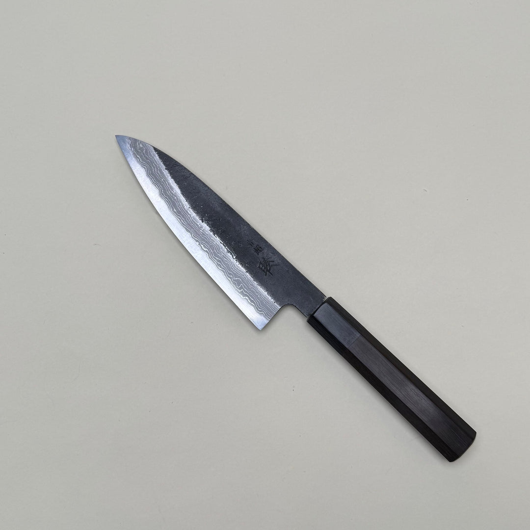 Mutsumi Honoura Blue Super Kurouchi Suminagashi Petty Knife 150mm - Community Cutlery