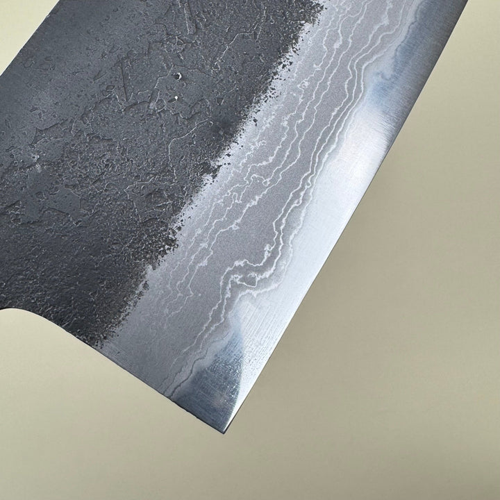Mutsumi Honoura Blue Super Kurouchi Suminagashi Santoku Knife 165mm - Community Cutlery
