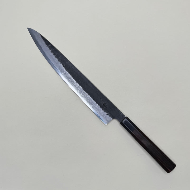 Mutsumi Honoura Blue Super Kurouchi Suminagashi Sujihiki Knife 270mm - Community Cutlery