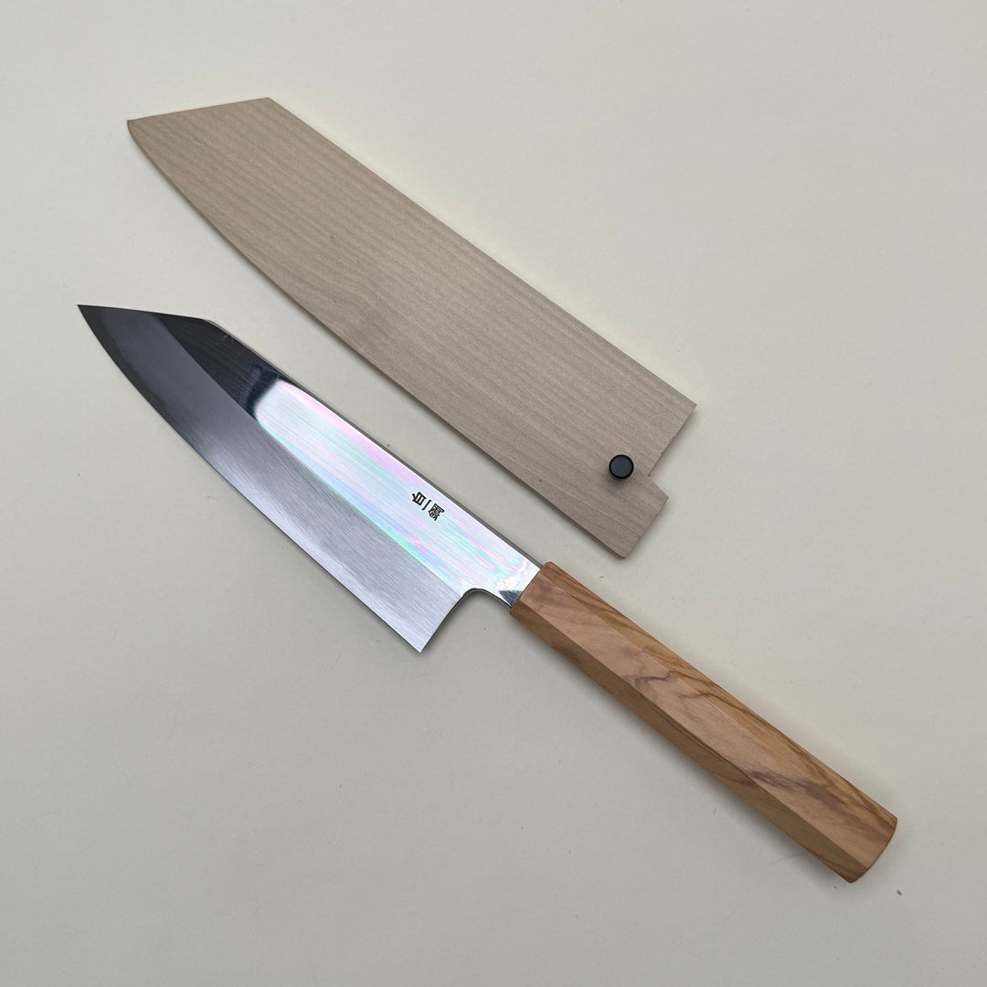 Nakagawa White 1 Kiritsuke Santoku Knife 180mm Mirror Polish, with saya - Community Cutlery