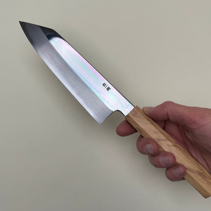 Nakagawa White 1 Kiritsuke Santoku Knife 180mm Mirror Polish, with saya - Community Cutlery
