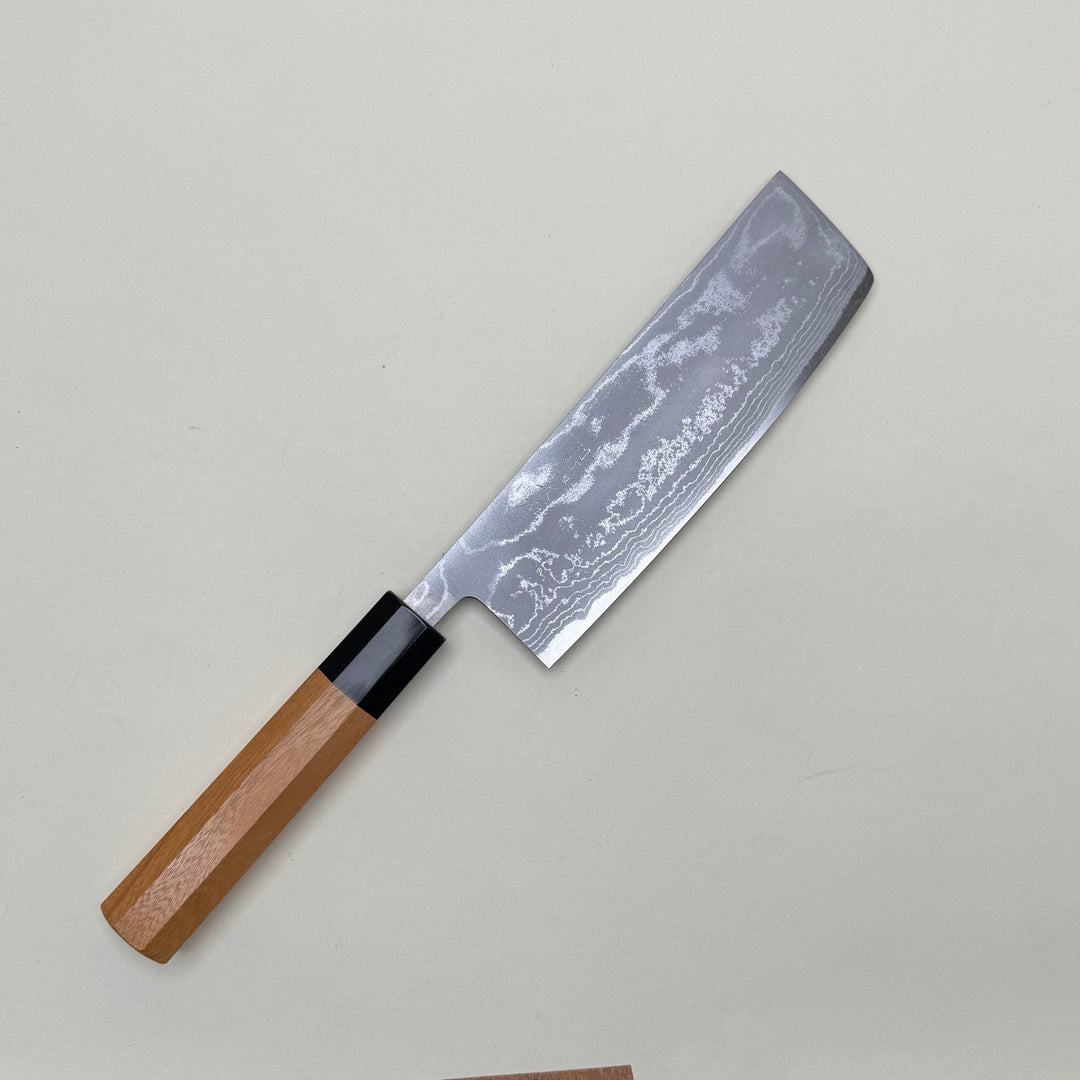 Ohishi White 1 Nakiri Knife 165mm Suminagashi - Community Cutlery
