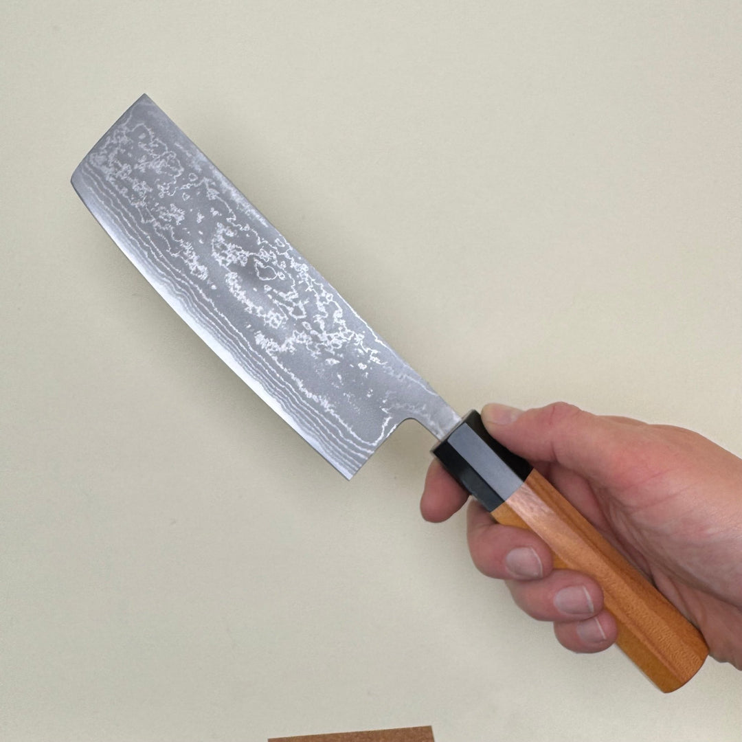 Ohishi White 1 Nakiri Knife 165mm Suminagashi - Community Cutlery
