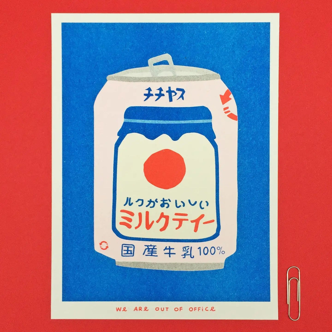 Risograph print - Can of Japanese Milky Tea - Community Cutlery