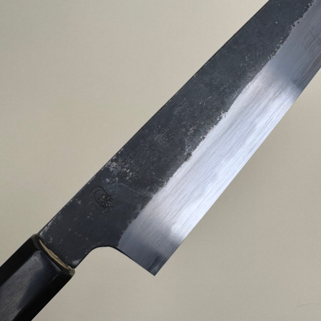 Sakai Kikumori Blue 2 Kikizuki Kiritsuke Santoku 180mm Kurouchi - Community Cutlery