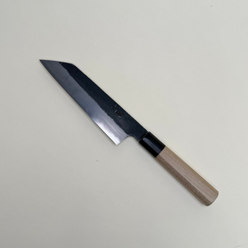 Sakai Kikumori Blue 2 Kikizuki Kiritsuke Santoku 180mm Kurouchi - Community Cutlery