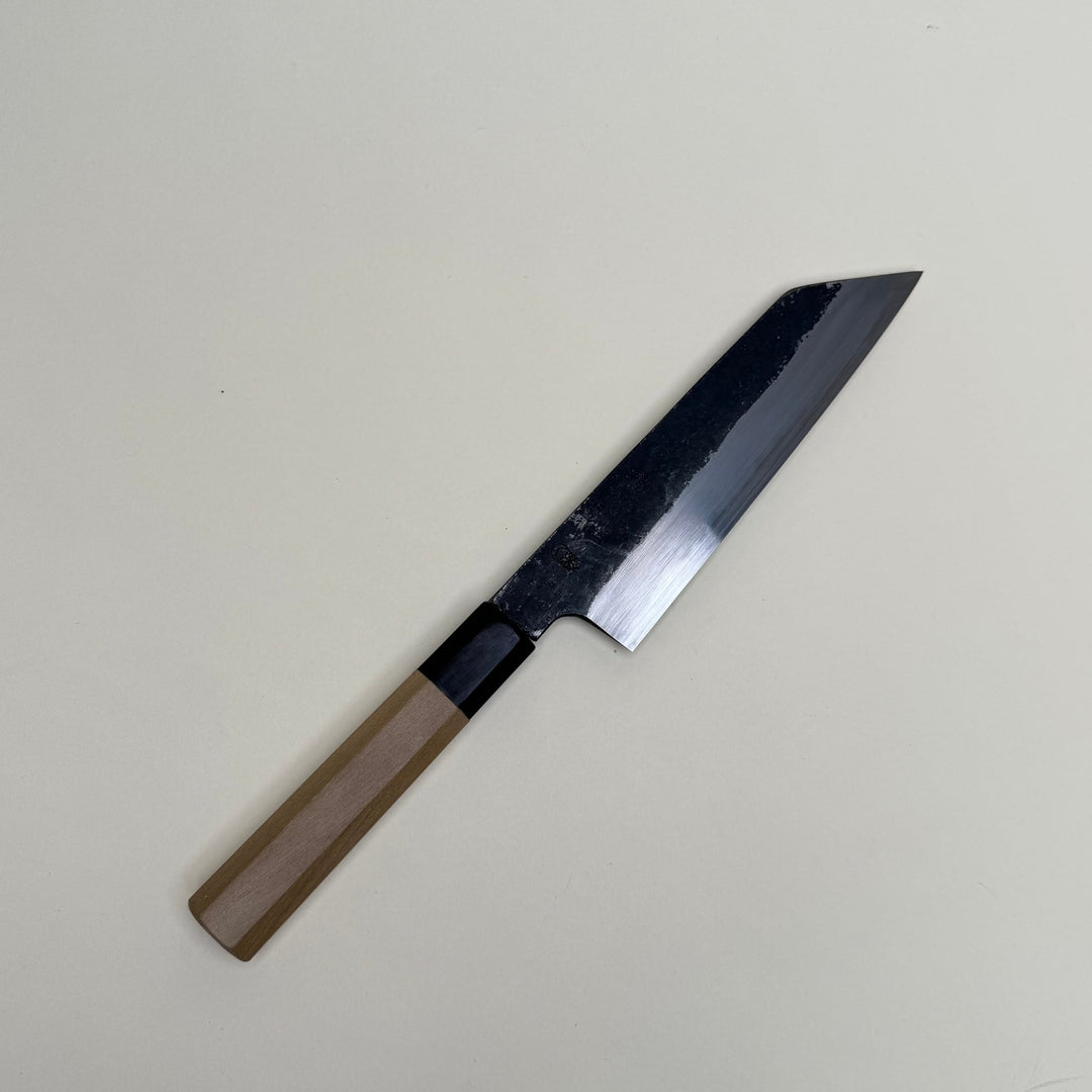 Sakai Kikumori Blue 2 Kikizuki Kiritsuke Santoku 180mm Kurouchi - Community Cutlery