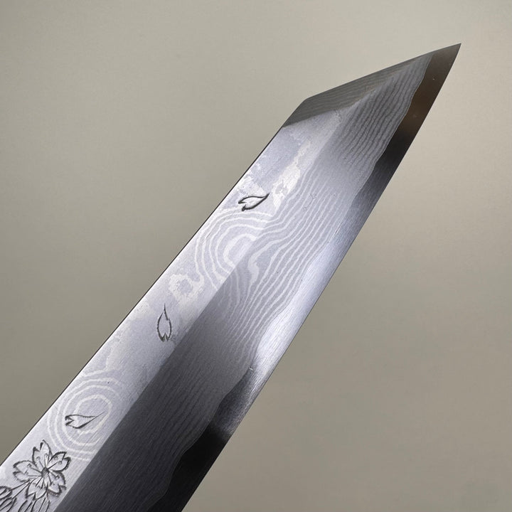 Sakai Takayuki Hana Fubuki Kengata Yanagiba, with Hand Engraved Cherry Blossom 300mm - Community Cutlery