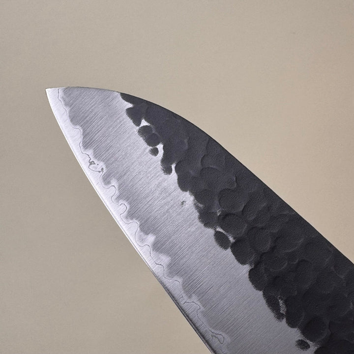 Tsuchime Santoku 165mm Kurouchi Blue Super Magnolia Handle - Community Cutlery