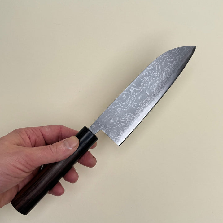 Tsutomu Kajiwara Blue 2 Santoku Knife 165mm Damascus - Community Cutlery