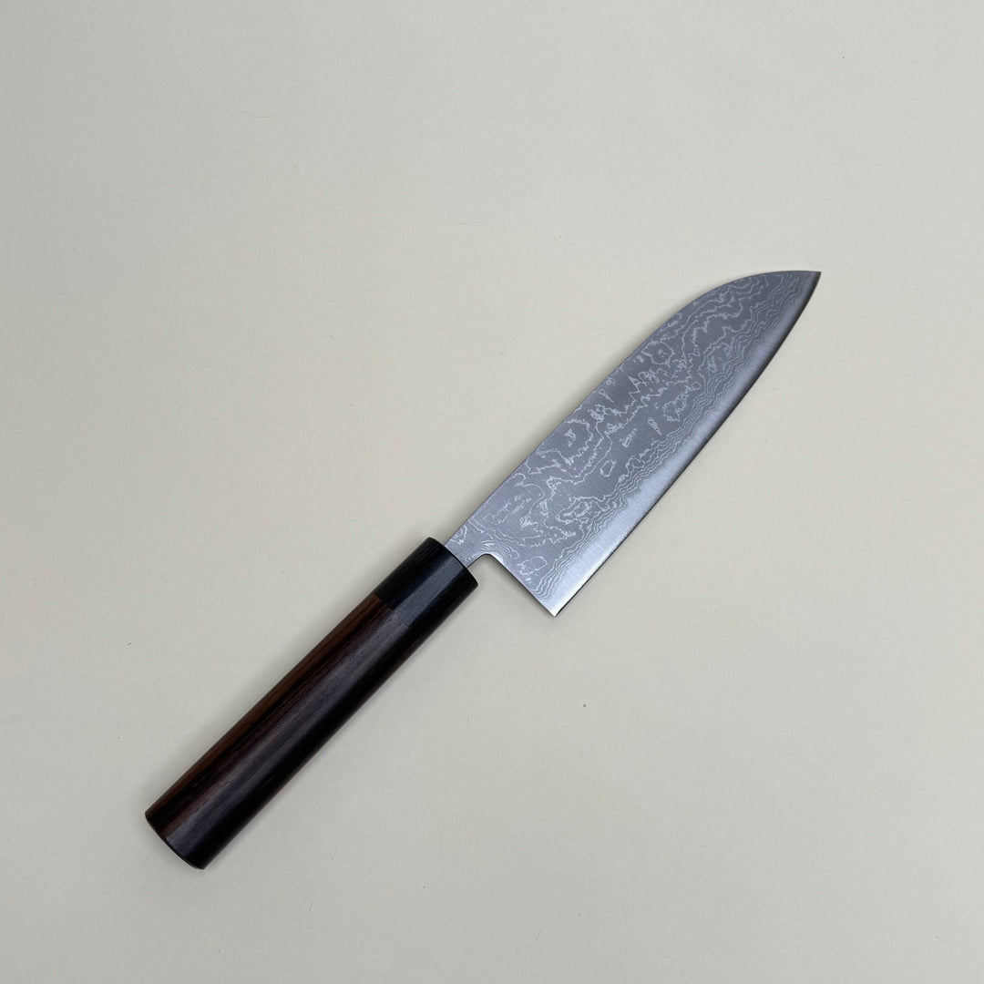 Tsutomu Kajiwara Blue 2 Santoku Knife 165mm Damascus - Community Cutlery