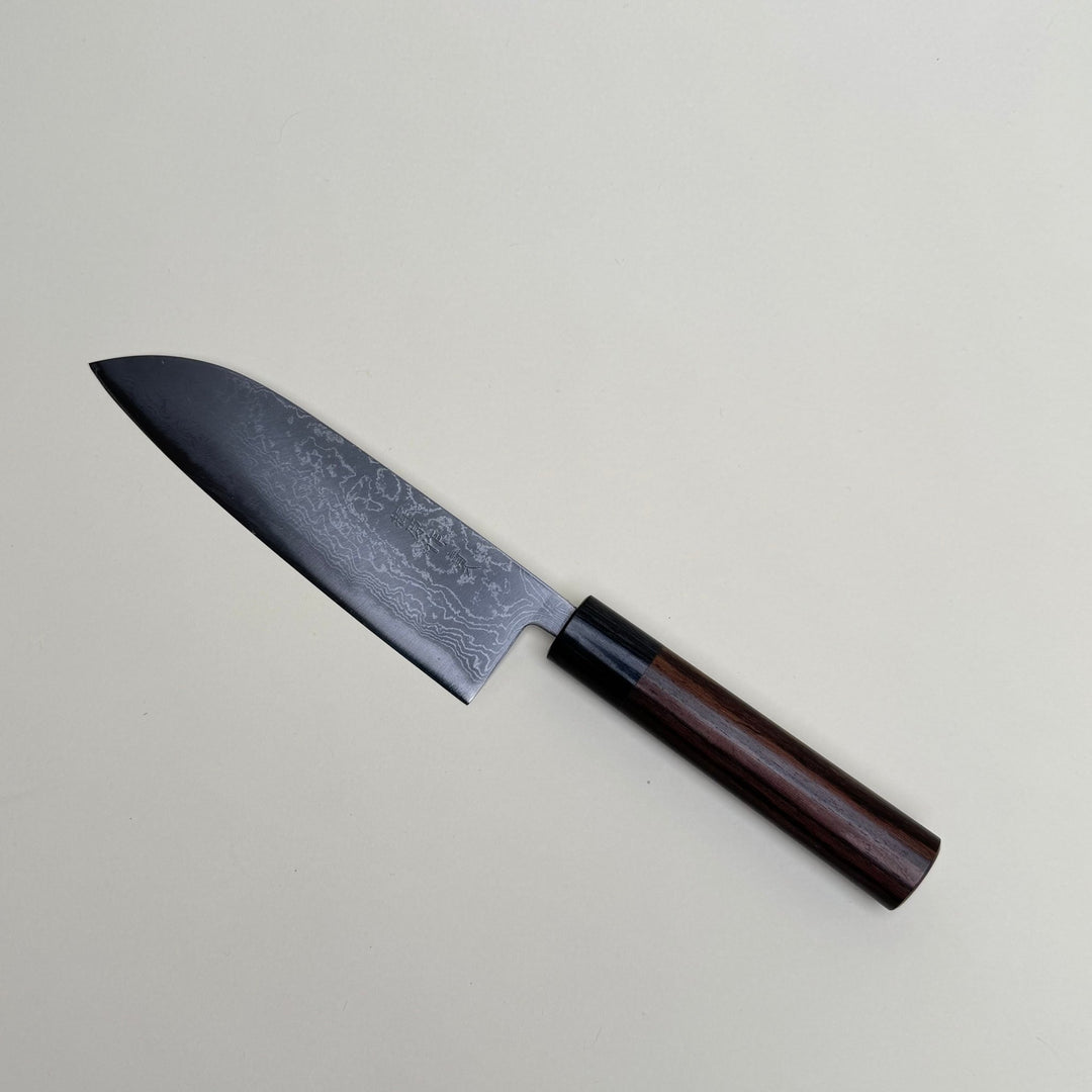 Tsutomu Kajiwara Blue 2 Santoku Knife 165mm Damascus - Community Cutlery