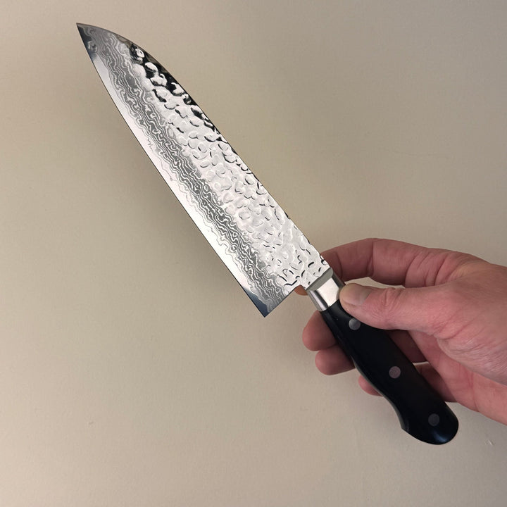 VG10 Damascus Tsuchime Santoku 180 - Community Cutlery