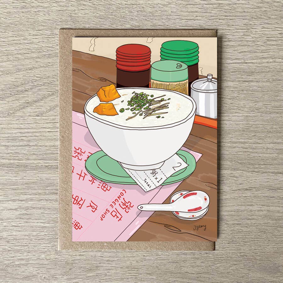 Congee Chinese Food Greeting Card Bert and Roxy 