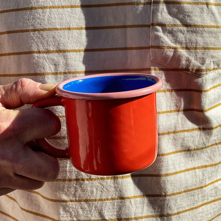 Bornn Enamelware - Colorama Mugs Community Cutlery Coral & Electric Blue 