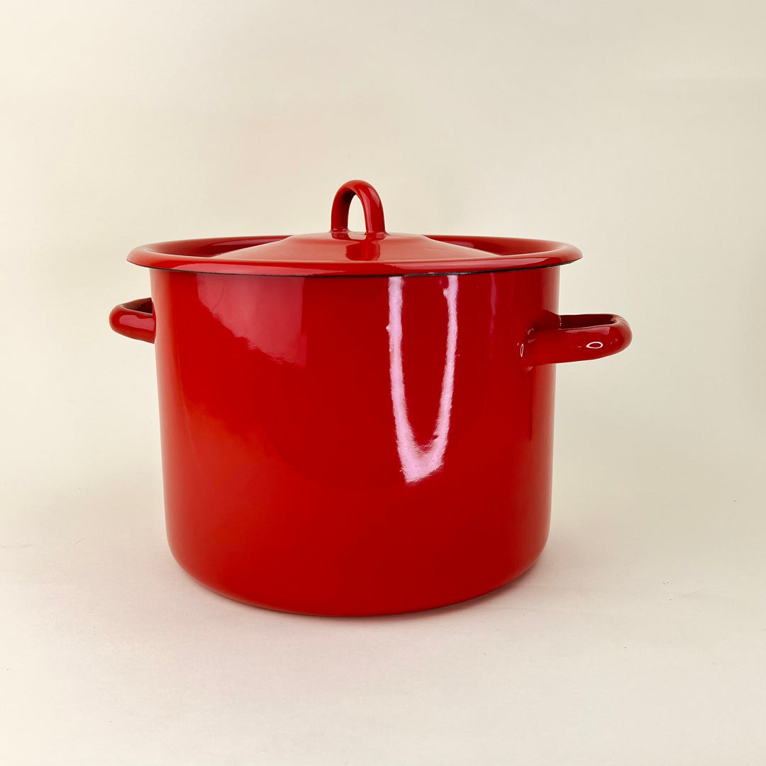 Enamel Cooking Pot with Lid - Large