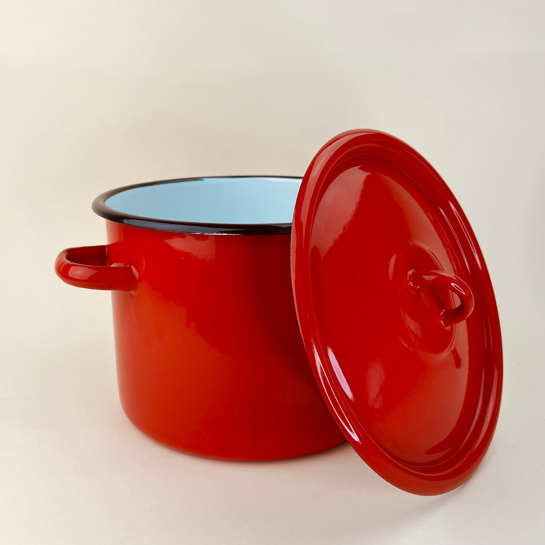 Enamel Cooking Pot with Lid - Large