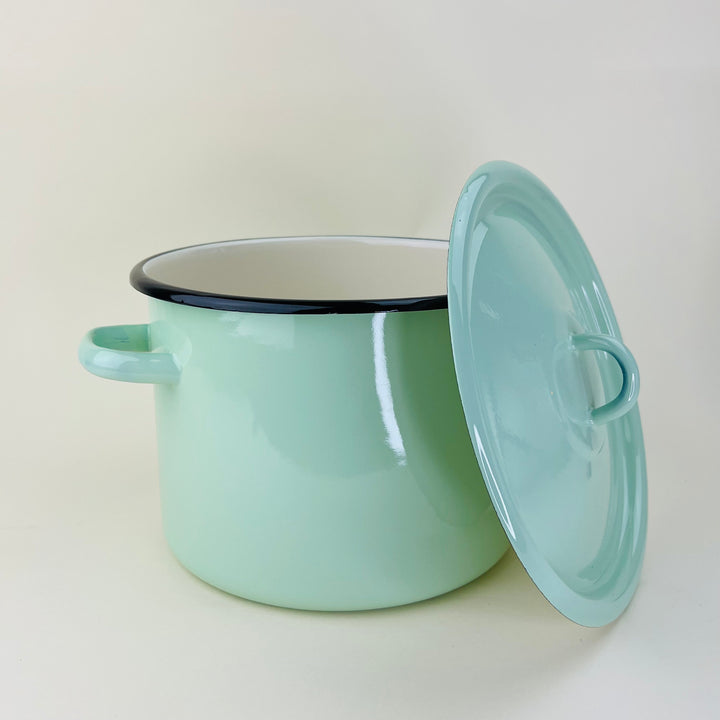 Enamel Cooking Pot with Lid - Large