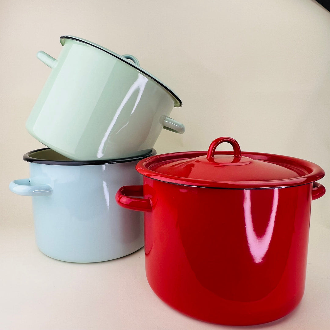 Enamel Cooking Pot with Lid - Large