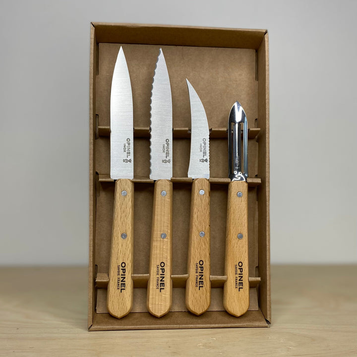 Opinel - Essentials, Coloured 4 Piece Set Community Cutlery 
