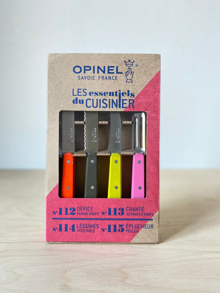 Opinel - Essentials, Coloured 4 Piece Set Community Cutlery Coloured 