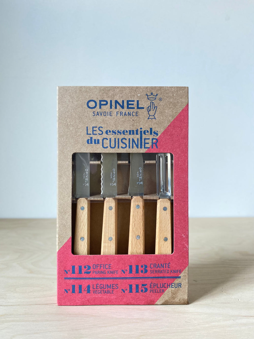 Opinel - Essentials, Coloured 4 Piece Set Community Cutlery Natural wood 