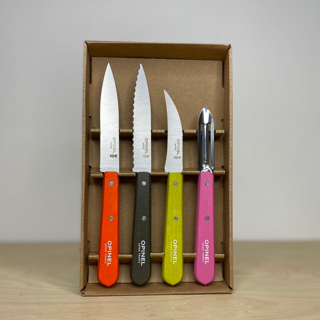 Opinel - Essentials, Coloured 4 Piece Set Community Cutlery 