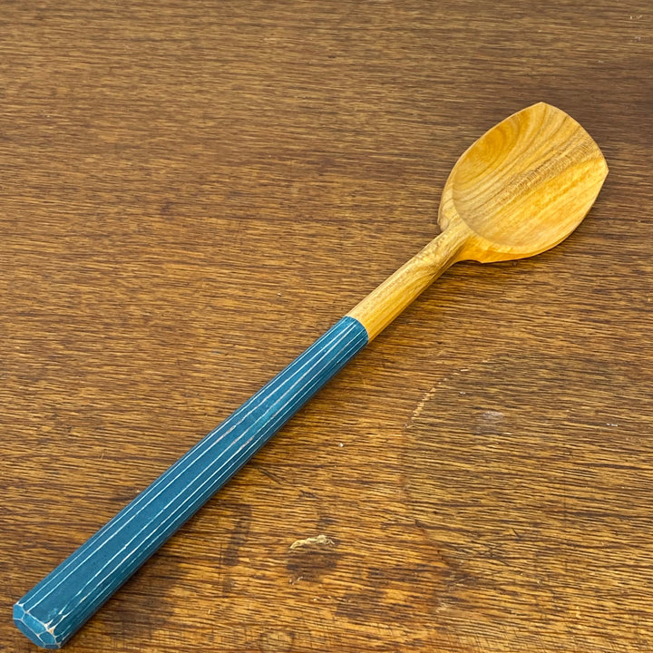 Soulwood Creations - Hand Carved Wooden Spoon Soulwood Creations 9- Cherry Blue Milk Paint 