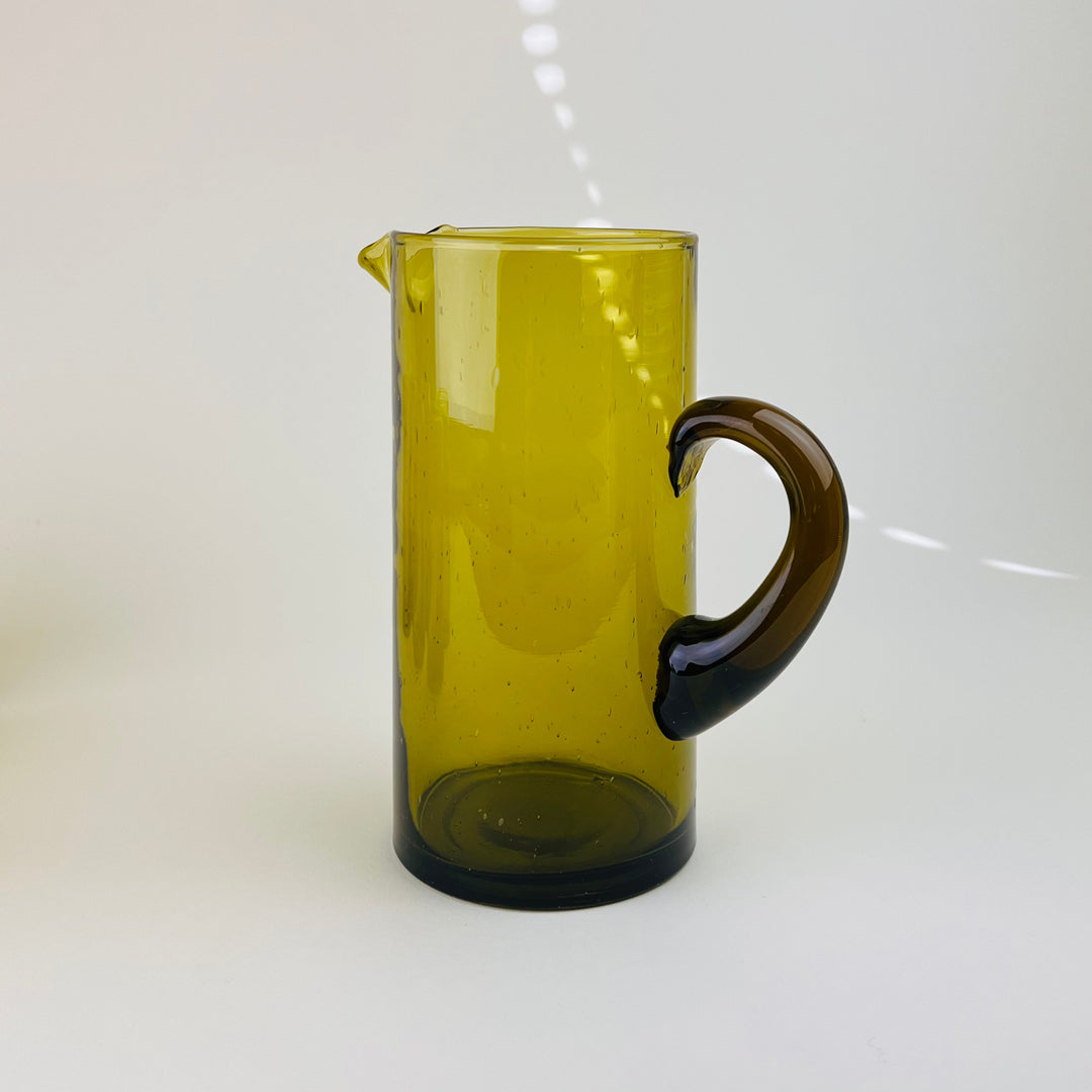 Amber Recycled Moroccan Glass Jug moroccan White Jug 